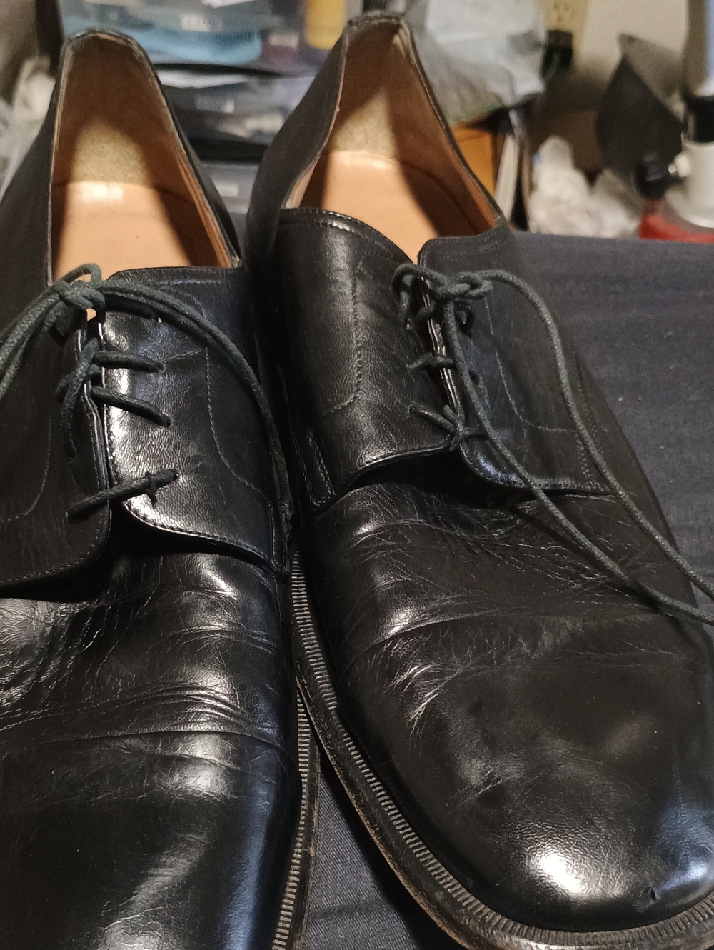Bruno Magli Black Leather Lace-Up Dress Shoes (161)
